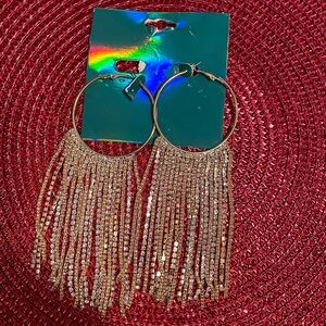 Sparkling faux diamond earrings. The individual strands sparkle.